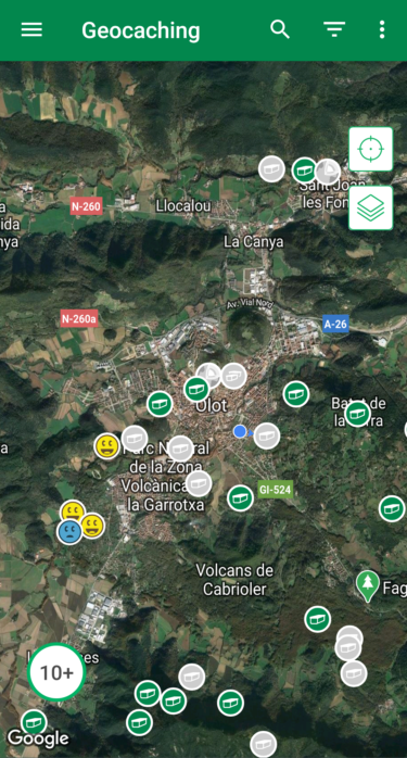 geocaching mapa olot